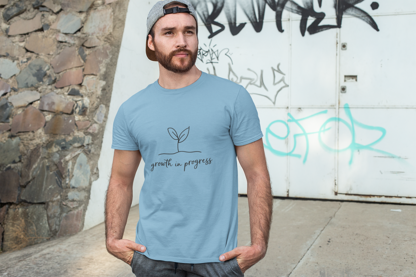 Growth in progress unisex tee with minimalist plant design