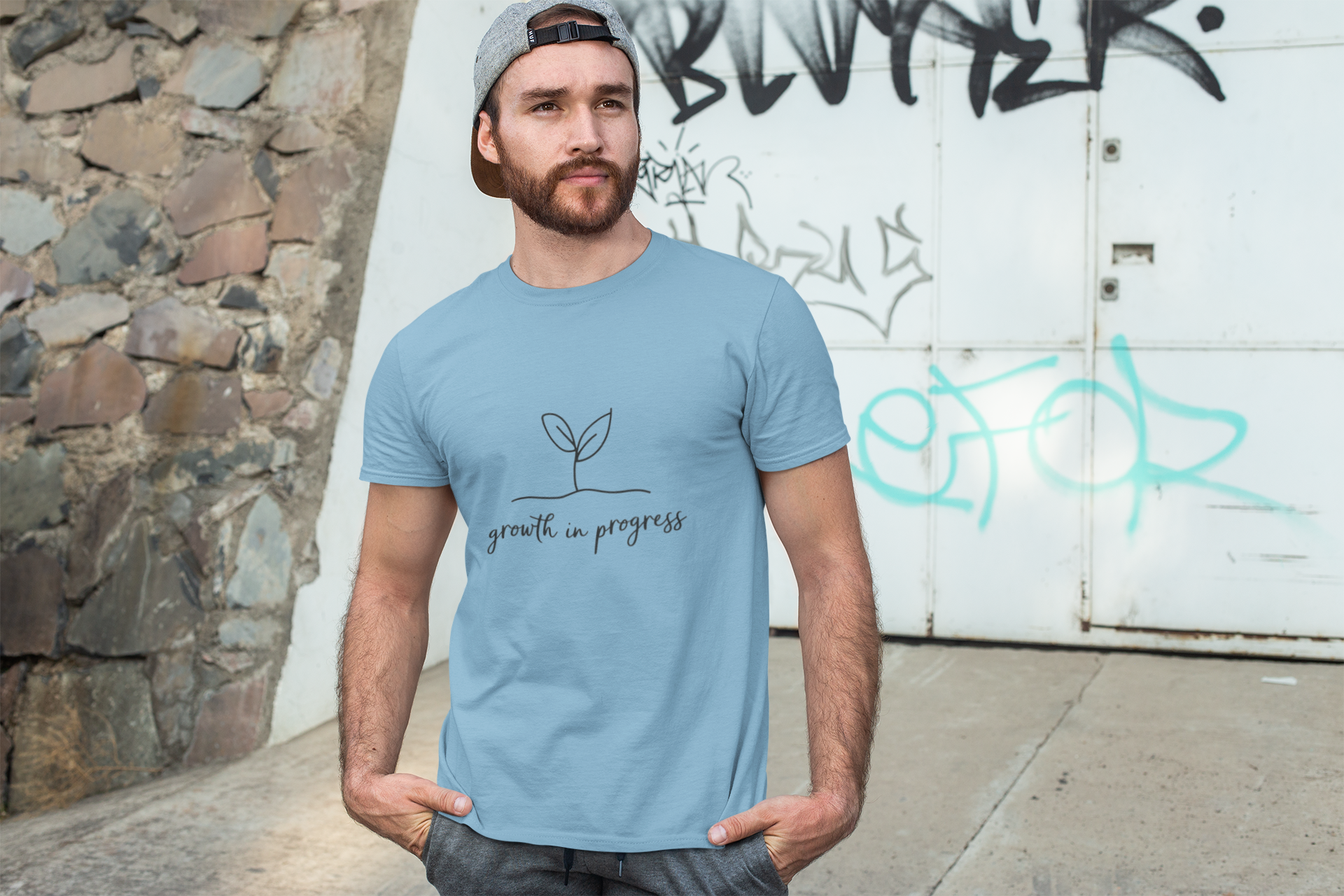 Growth in progress unisex tee with minimalist plant design